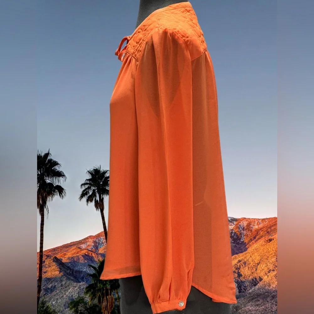 Sanctuary Tangerine Quilt Yoke Long Sleeve Top Size XS - Picture 2 of 5